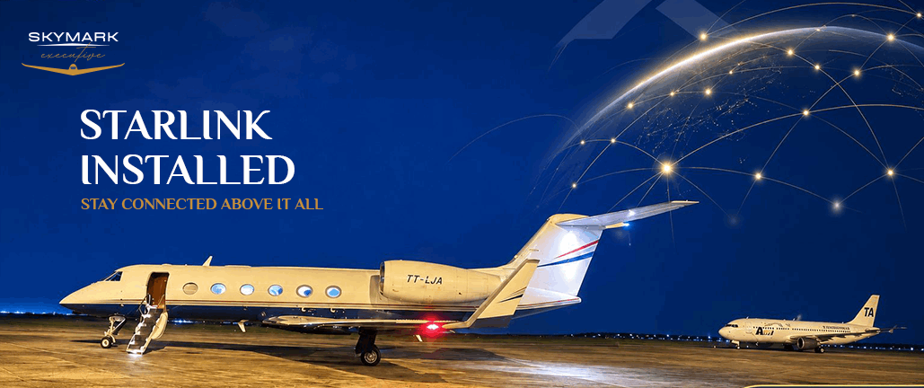 Starlink high-speed satellite internet aboard our Gulfstream G450