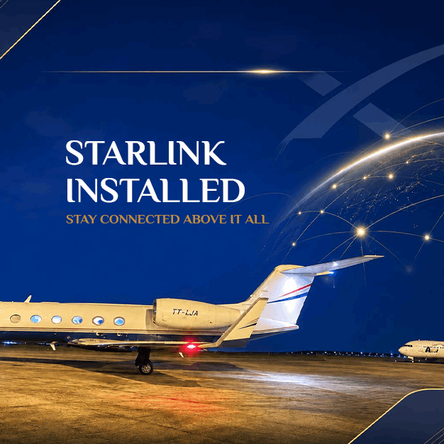 Starlink high-speed satellite internet aboard our Gulfstream G450