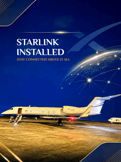 Starlink high-speed satellite internet aboard our Gulfstream G450